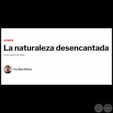 LA NATURALEZA DESENCANTADA - Por BLAS BRÍTEZ - Viernes, 29 de Mayo de 2020